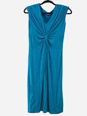 Calvin Klein Sleeveless Teal Twist-Front Maxi Dress
